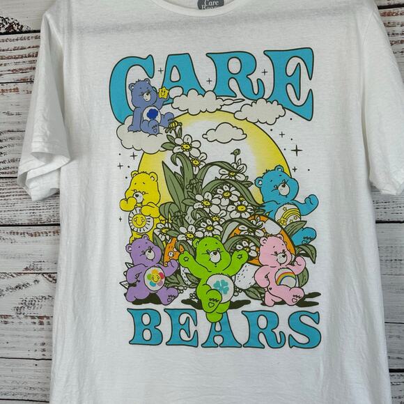 Women's Care Bears White Graphic Knit Short Sleeve T Shirt Nostalgia Cartoon L - Picture 2 of 4
